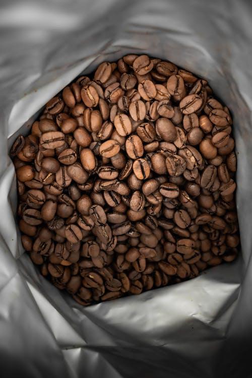 Fresh Roasted coffee beans inside a bag